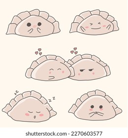 dumplings with cute faces, a set of emotional dumplings