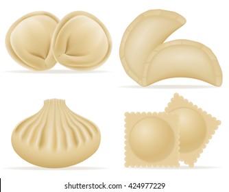 dumplings of dough with a filling set icons vector illustration isolated on white background