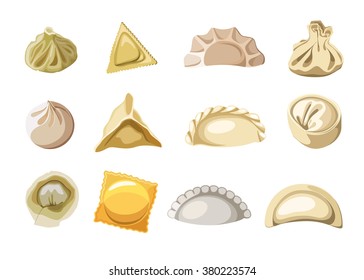  dumplings of dough set, Vector illustration