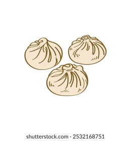 Dumplings, Dumpling Vector Image, Decorative Dumpling Drawn Image, Steam food cartoon, Chinese food Dumpling cartoon vector.