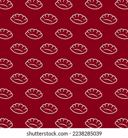 Dumplings food line icons vector pattern. Gyoza pattern wallpaper.