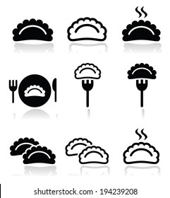 Dumplings, food vector icons set 