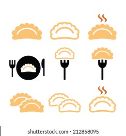 Dumplings, food vector icons set 