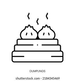 dumplings icon. Linear style sign isolated on white background. Vector illustration