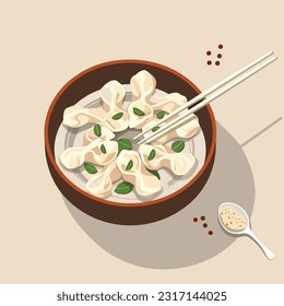 Dumplings isometric vector isolated on white