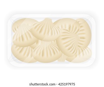 dumplings khinkali of dough with a filling in packaged vector illustration isolated on white background
