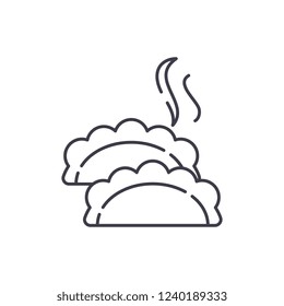 Dumplings line icon concept. Dumplings vector linear illustration, symbol, sign
