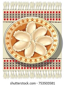 Dumplings on a plate, illustration
