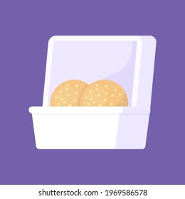 dumplings onde food illustration in the food box. snacks or cakes. Indonesian food. flat style. vector design