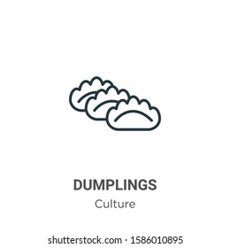 Dumplings outline vector icon. Thin line black dumplings icon, flat vector simple element illustration from editable culture concept isolated on white background