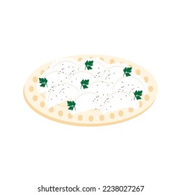 Dumplings with parsley dish of Ukrainian national cuisine. Isolate on a white background. Vector illustration