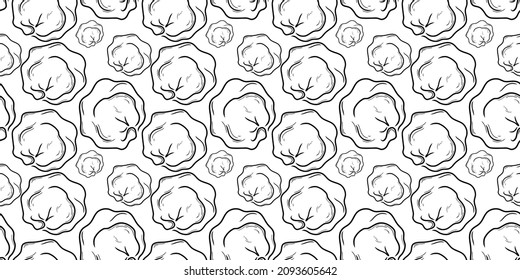 Dumplings pattern seamless on white background. View from above. Beautiful vector seamless pattern with dumplings. Doodle. Suitable for wallpapers, web page backgrounds, surface textures, textiles.