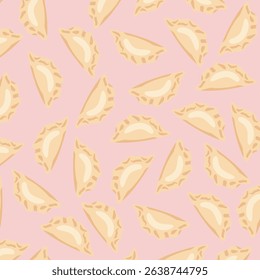 Dumplings pierogi, varenyky, pelmeni seamless pattern. Dumplings background. dumplings seamless pattern background. Food background.