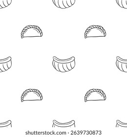 Dumplings and ravioli hand drawn vector seamless pattern