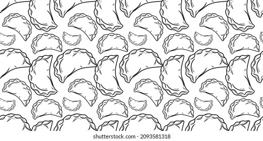 Dumplings seamless pattern. Beautiful vector seamless pattern with dumplings.Pierogi Suitable for wallpapers, web page backgrounds, surface textures, textiles.