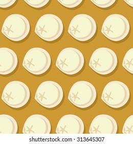 Dumplings seamless pattern. Russian national food vector background. Ornament of Meat delicacy