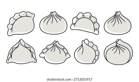 Dumplings definidos com fundo transparente