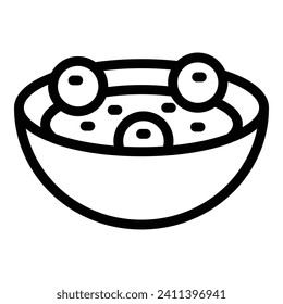 Voltea el vector de contorno del icono de sopa. Cocina de cocina. Preparar comida
