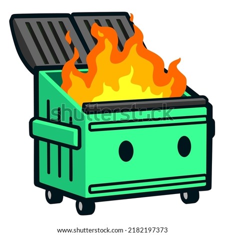 Dumpster cartoon emote vector illustration