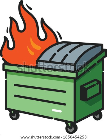 Dumpster Fire Filled Outline Icon