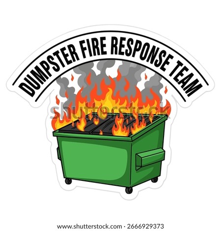 Dumpster fire response team isolated on white background, depicting a humorous take on dealing with chaotic and challenging situations, symbolizing resilience and teamwork