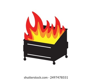 Dumpster fire silhouette icon . Clipart image isolated on white background