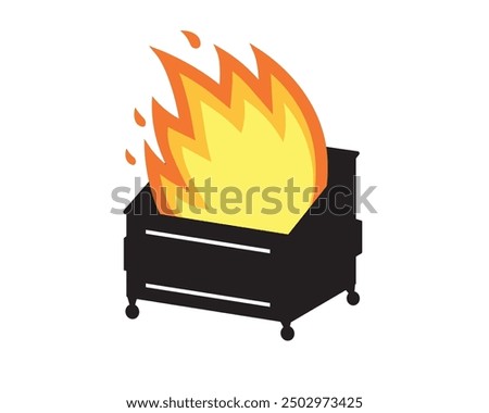 Dumpster fire silhouette icon. Clipart image isolated on white background