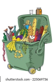 Dumpster Full Of Food - Concept - Cartoon