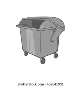 Dumpster icon in black monochrome style isolated on white background. Garbage symbol vector illustration