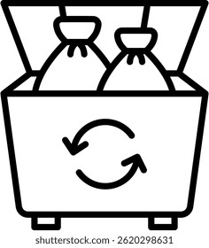 Ilustración vectorial de línea de icono de contenedor de basura