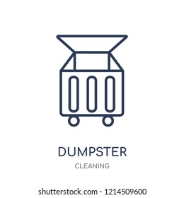 Dumpster icon. Dumpster linear symbol design from Cleaning collection. Simple outline element vector illustration on white background.