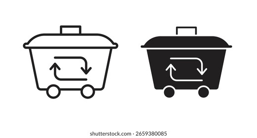 Conjunto de ícone Dumpster, estilo de linha e glifo preto para site de aplicativo de alimentos.
