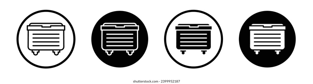 Juego de iconos del contenedor. símbolo vector del contenedor de compost de basura. signo de basurero de desechos en color negro relleno y con un estilo delineado.