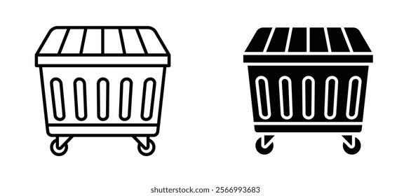 Dumpster icons in outline and fill. vector illustration for ui.