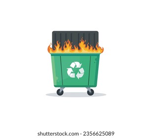 Dumpster on fire Is Fine Recycling garbage on fire logo