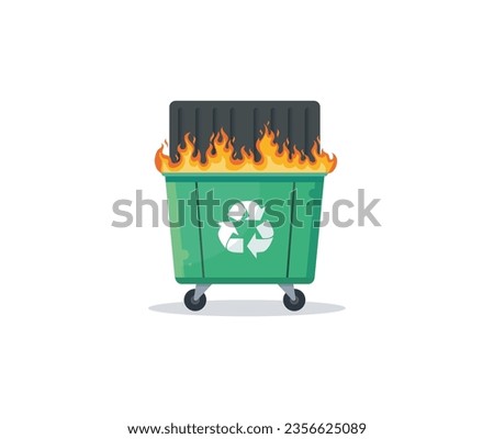 Dumpster on fire Is Fine Recycling garbage on fire logo