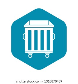 Dumpster on wheels icon in simple style isolated on white background