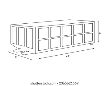 Dumpster Outline Vektor. Illustration zum Zeichnen von Containerlinien.