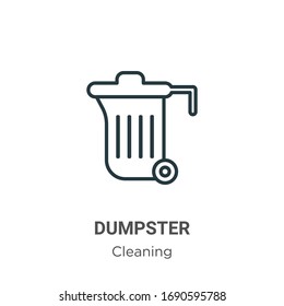 Dumpster outline vector icon. Thin line black dumpster icon, flat vector simple element illustration from editable cleaning concept isolated stroke on white background