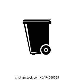 Dumpster, Plastic Tank for Trash. Flat Vector Icon illustration. Simple black symbol on white background. Dumpster, Plastic Tank for Trash sign design template for web and mobile UI element