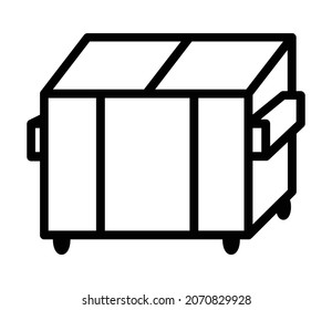 Dumpster Or Skip Bin Line Art Vector Icon For Apps And Websites