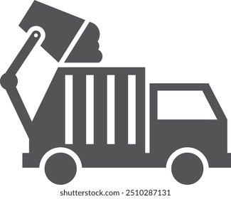 Dumpster truck black icon. Garbage transport symbol