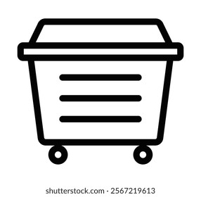 Dumpster vector icon in simple line style. Editable stroke.