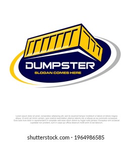 Dumpster vector logo design or removal and cleaning dumpster concept. Dumpster company logo design template. 