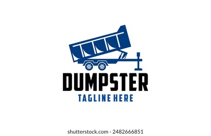 Dumpster vector logo design or removal and cleaning dumpster concept. Dumpster Cleaner Logo, trash can company logo design template.