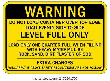 Dumpster warning sign and labels