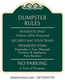 Dumpster warning sign and labels