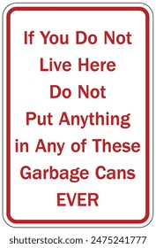 Dumpster warning sign and labels