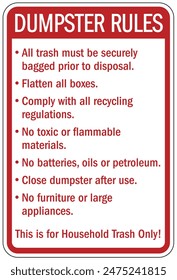 Dumpster warning sign and labels