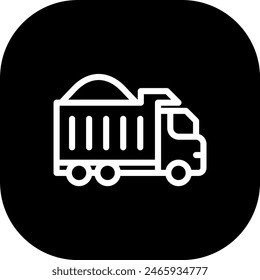 Dumpu truck construction machinery with black filled line outline style. truck, vehicle, transportation, transport, dump, heavy, industry. Vector illustration
